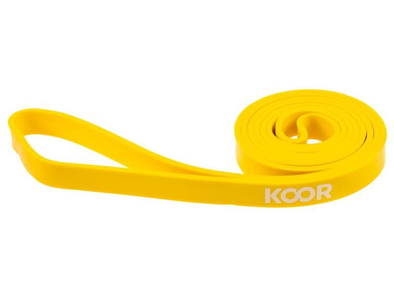KOOR Fitnessband – leicht, 12–22 kg Widerstand – 208 cm – gelb – Latex – 1 Stk