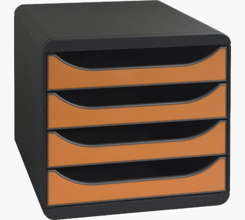 Exacompta Big-Box Schubladenelement – 4 Schubladen, für A4+, grau, Polystyrol (PS), B 347 × H 267 × T 278 mm