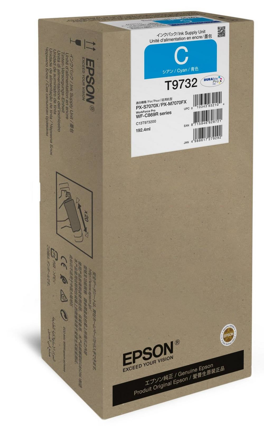Epson Tintenpatrone T973, cyan, XL, original – für Ink Tank Pro