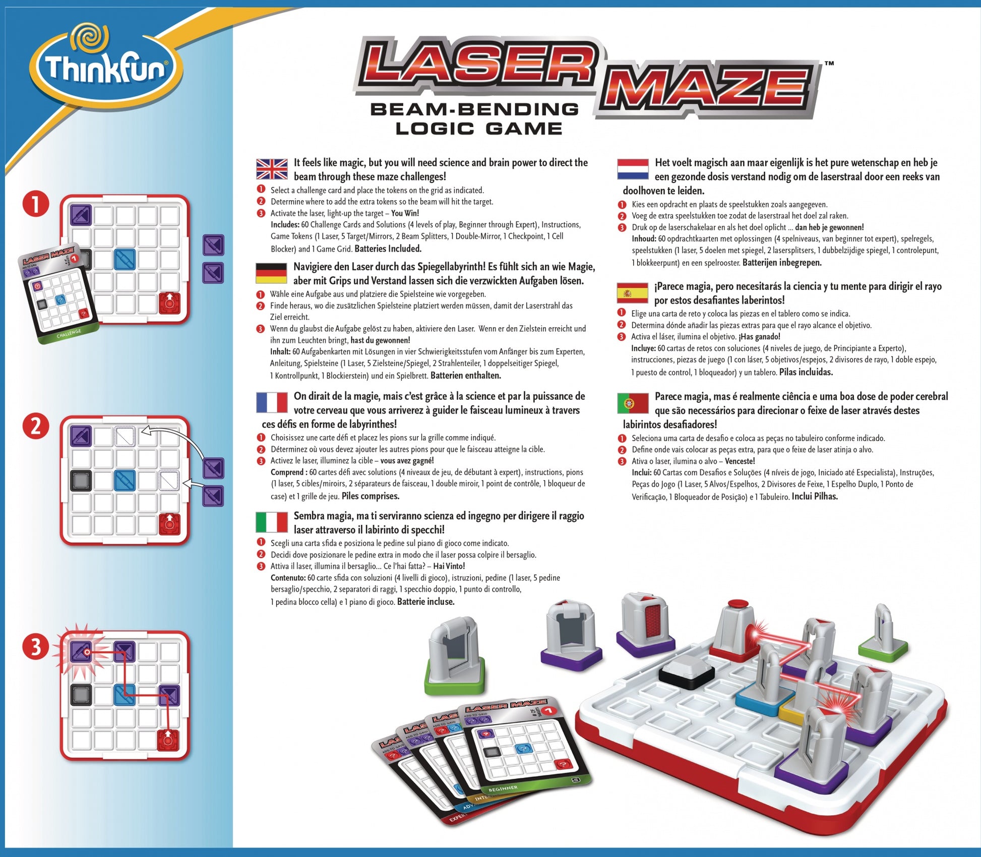 ThinkFun Laser Maze – Logikspiel, 1 Spieler, ab 8 Jahren, 20 Min., DE