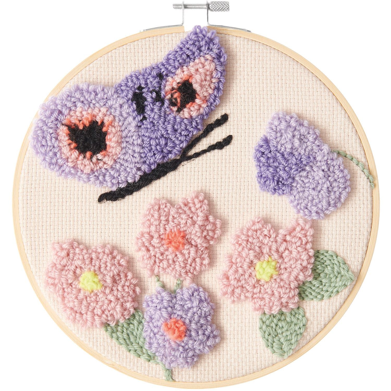 Rico Design Punch-Needle-Set – Schmetterling – Ø 20 cm – ab 6 Jahren