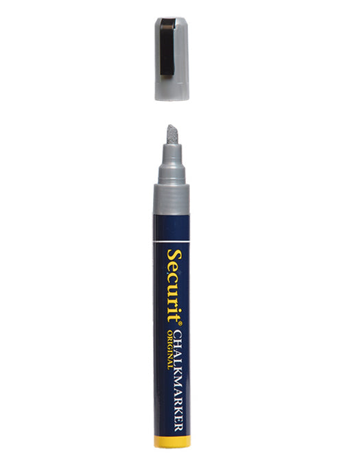 Securit SMA510-SL Kreidemarker – Keilspitze 2–6 mm – Silber, für Metall/Kunststoff/Holz