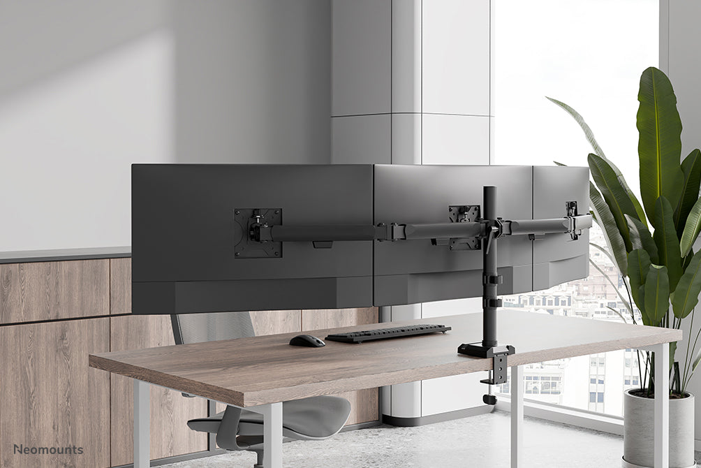 Neomounts NERO DS60-600BL3 – Monitorarm, 3 Monitore, Tischklemme, bis 27", VESA 75 × 75/100 × 100 mm, 6 kg