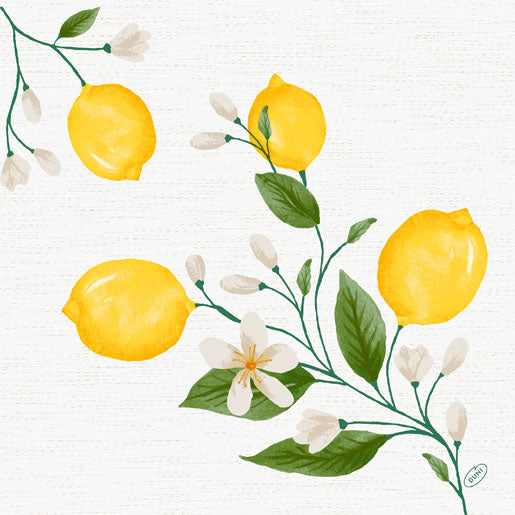 Duni Servietten Lemon Fiesta – 40 × 40 cm, 3-lagig – 60 Stück