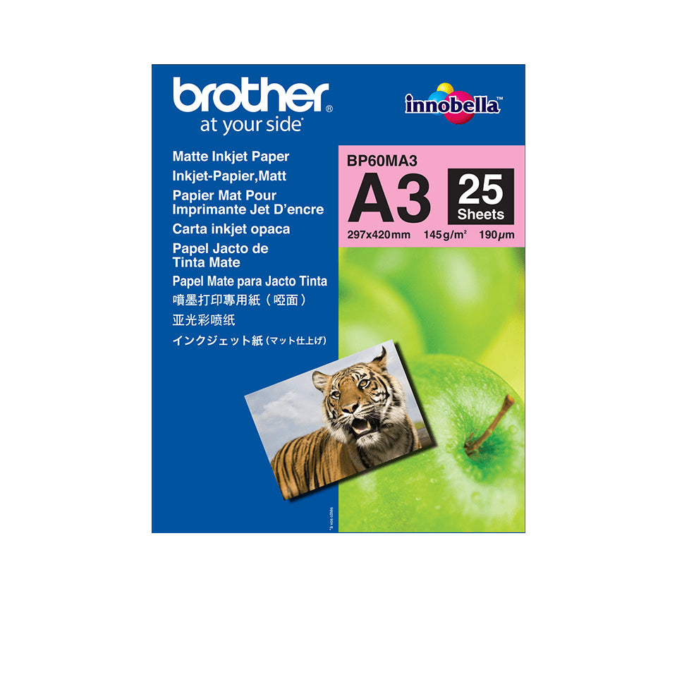 Brother Fotopapier – matt, A3, 145 g/m², 25 Blatt, für Inkjet