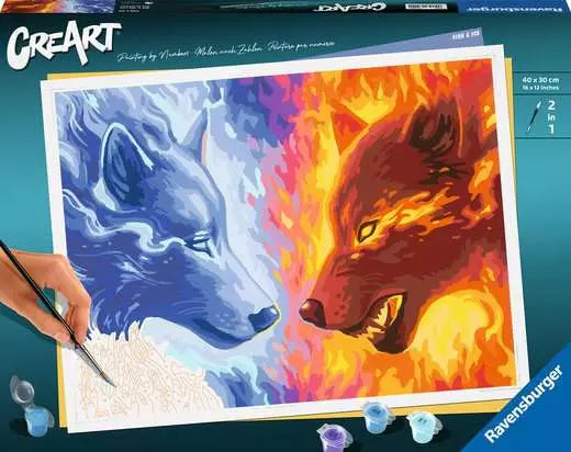 Ravensburger Malen-nach-Zahlen-Set – Wölfe – 40 × 30 cm – ab 12 Jahren