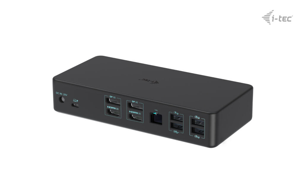 i-tec Dockingstation – USB-C, 2× DP, 2× HDMI, 5× USB-A, 100 W PD, GbE, für Windows/Mac