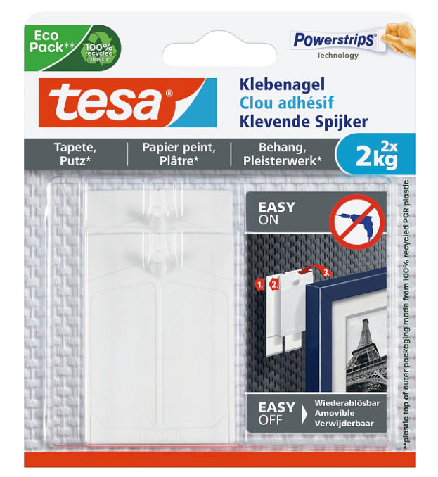 TESA Klebenagel – Kunststoff, Weiss, 12 × 14 × 2 cm – 1er-Pack