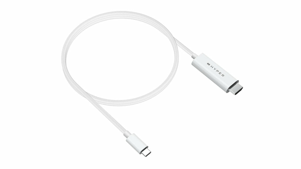 HYPER HD6007WHGL USB-C zu HDMI Kabel – HDMI 2.1a, HDCP 2.2, 2,5 m – Weiss