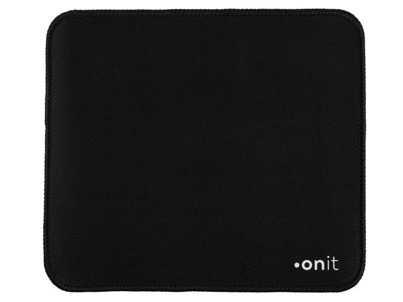 ONIT F01707 – Mauspad – 230 × 200 mm, Gummi/Textil, Schwarz, Gestickte Kanten, Anti-Rutsch-Basis