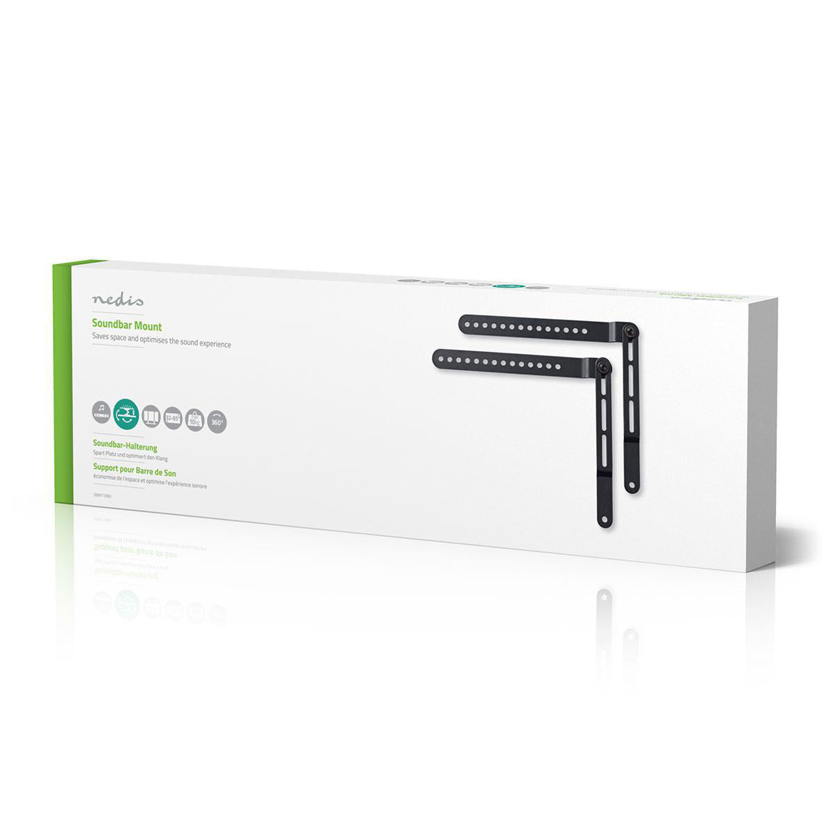 Nedis SBMT10BK Soundbar-Halterung (VESA) – bis 10 kg, 360° drehbar – für 32–65" TVs – Schwarz