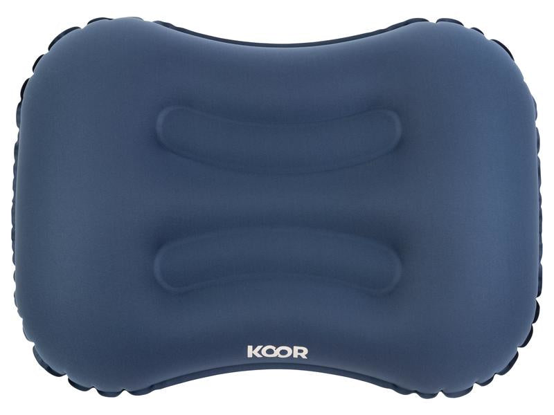 KOOR Reisekissen – 280×90×450 mm – aufblasbar, faltbar – blau – Polyester