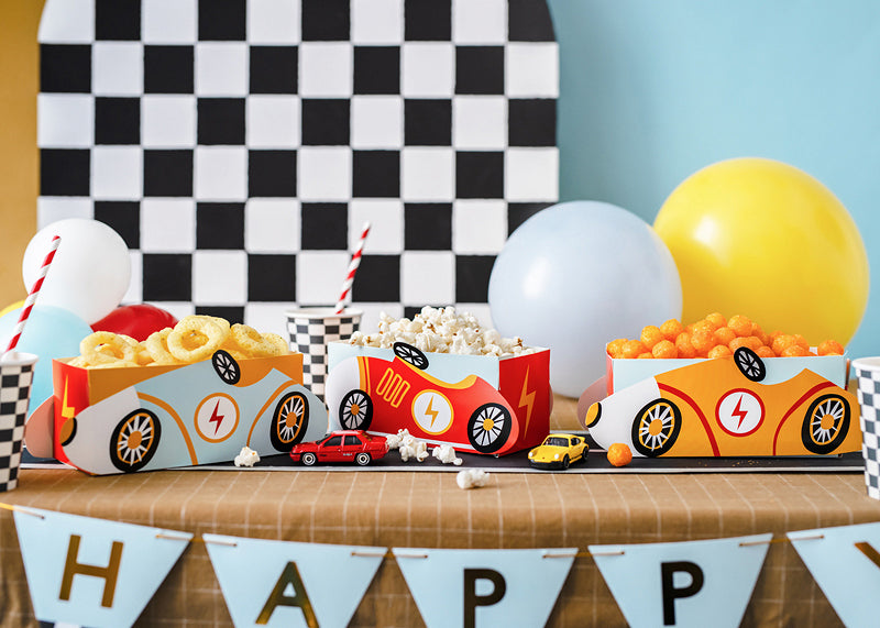 PartyDeco Take-away-Box, Papier – 170 × 75 × 75 mm, Automotiv – 3 Stk.