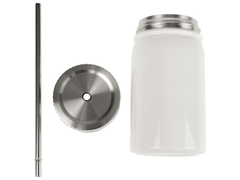 FTM Mason Jar Isolierflasche 500 ml – Doppelwandig, Edelstahl, Weiss