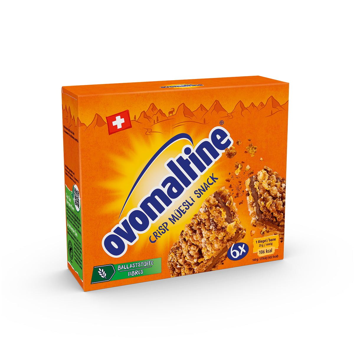 Ovomaltine Crisp Müesli Snack – Energieriegel – Schokolade – 6 × 25 g – 150 g