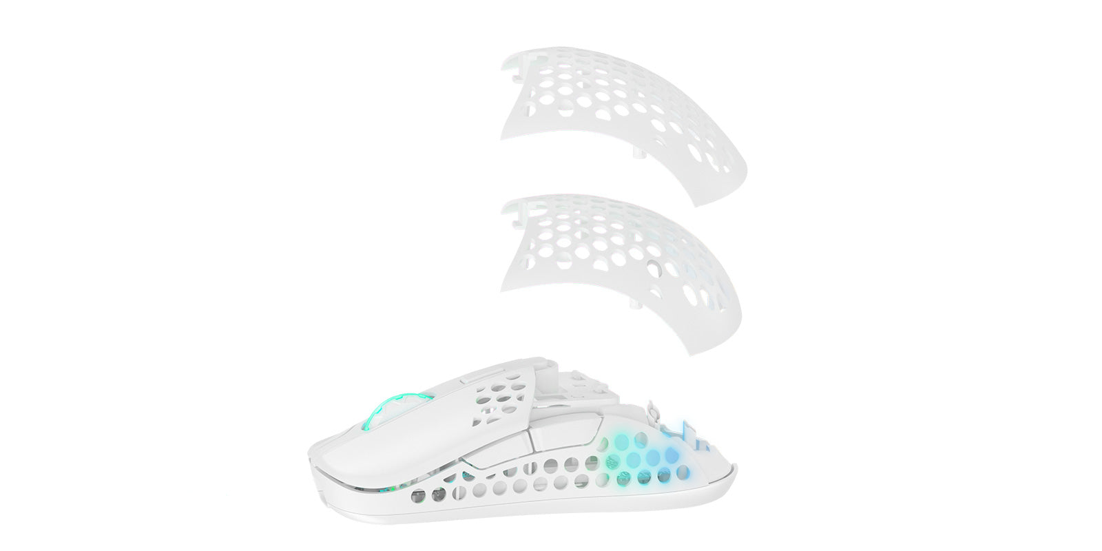 CHERRY XTRFY M42 – Gaming-Maus – Kabellos (2,4 GHz), 19000 DPI, RGB-Beleuchtung, beidhändig, Weiss