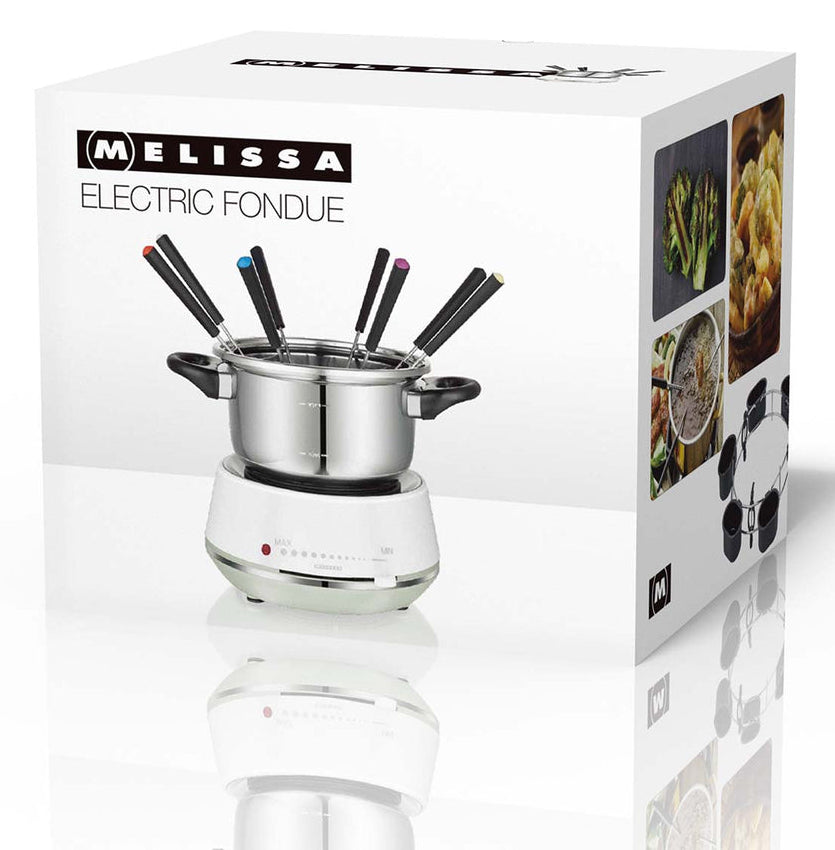 Melissa Fondue-Set 16310230 – Edelstahl, 2 l, 8 Personen, elektrisch – Weiss/Edelstahl