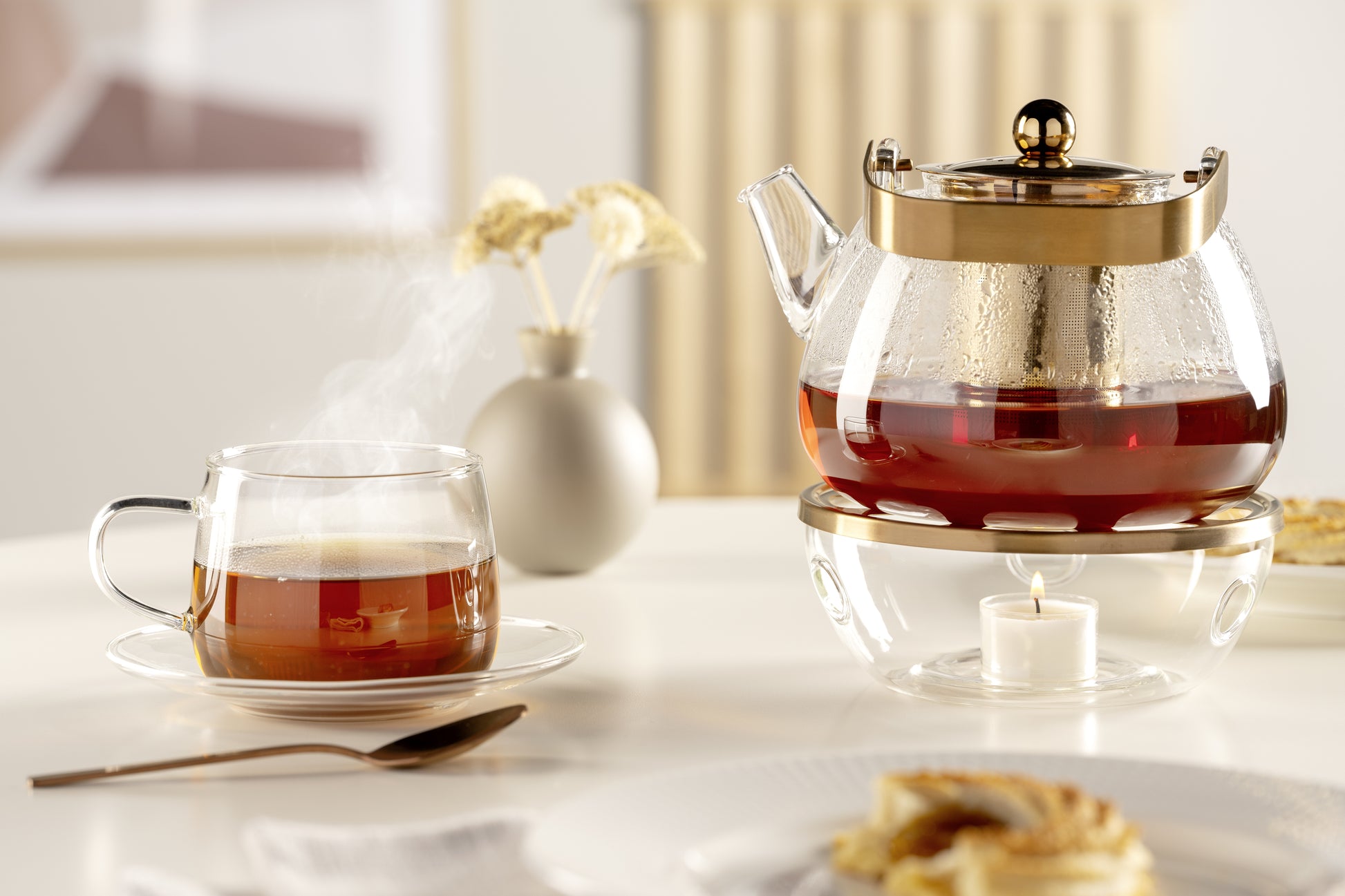 LEONARDO Teekanne – 1,2 l, Borosilikatglas, transparent, abnehmbarer Deckel, mit Teefilter, spülmaschinenfest