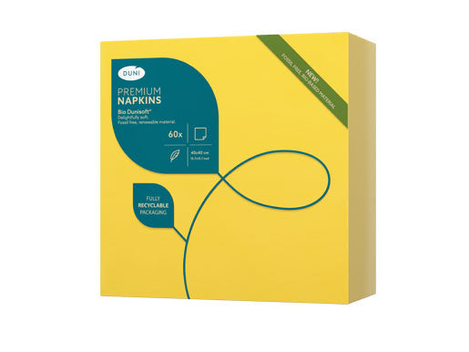 Duni Servietten – gelb – 40 × 40 cm, 1-lagig – 60 Stück