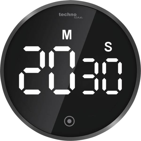 Technoline Digitaler Küchentimer, 8,2 × 8,2 × 3,4 cm, Kunststoff, schwarz, mit Projektion