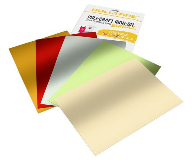 Poli-Tape Aufbügelfolie (Geflockt), Polyurethan, Mehrfarbig, A4, 5 Stk.