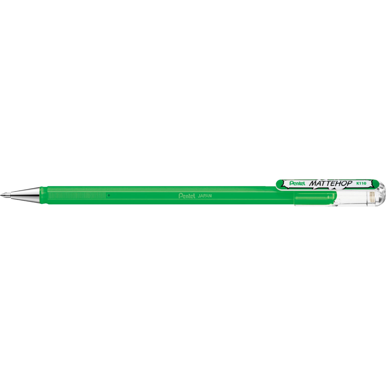 Pentel Mattehop K110-VDX Gelschreiber – grün, Spitze 1 mm, wasserfest, Kappe, 1 Stk.