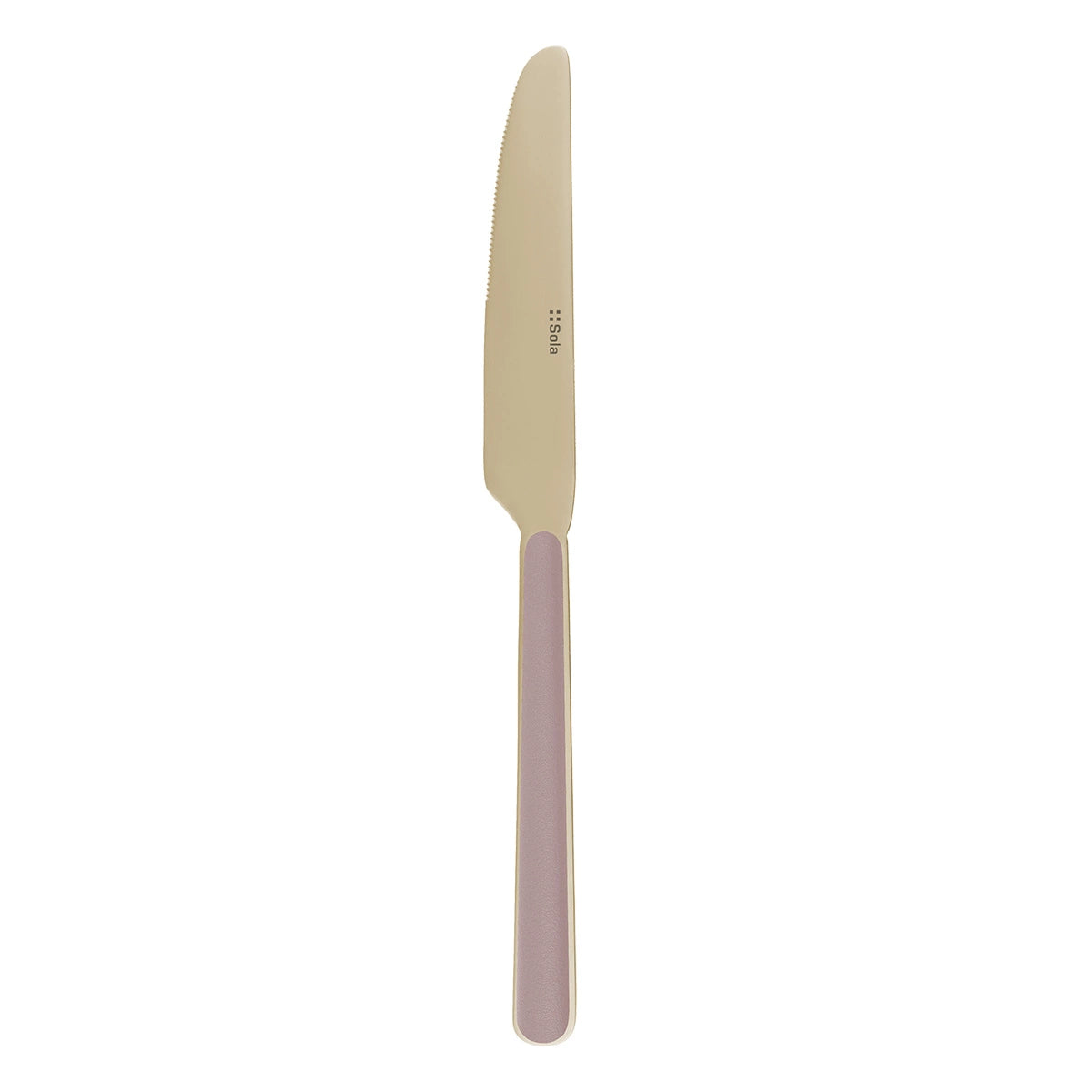 Sola Gallery Tafelmesser – 10 cm, Glatter Schliff, Edelstahl, Kunststoffgriff, Altrosa, PVD, spülmaschinenfest