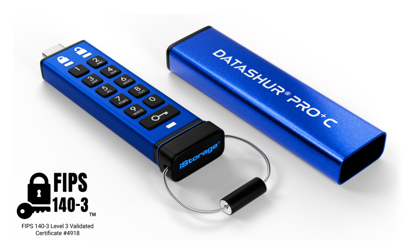 iStorage datAshur PRO+C USB-Stick 256 GB – USB-C 3.2 Gen 1, 310/246 MB/s, AES-256, FIPS 140-3 Level 3, IP68