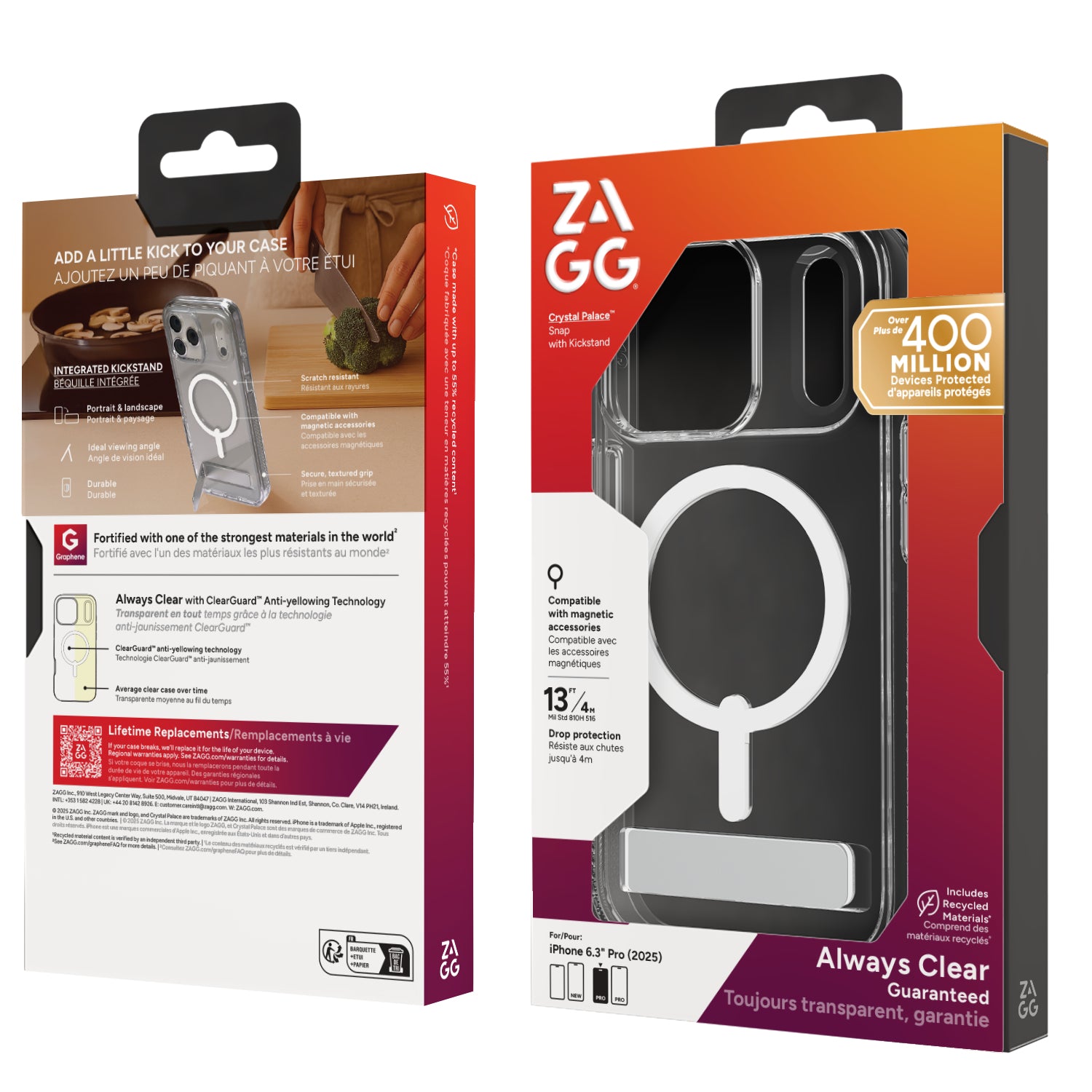 ZAGG Crystal Palace Snap Backcover – für Apple iPhone 17 Pro, Graphen, Transparent, bis 4 m Sturzsicher