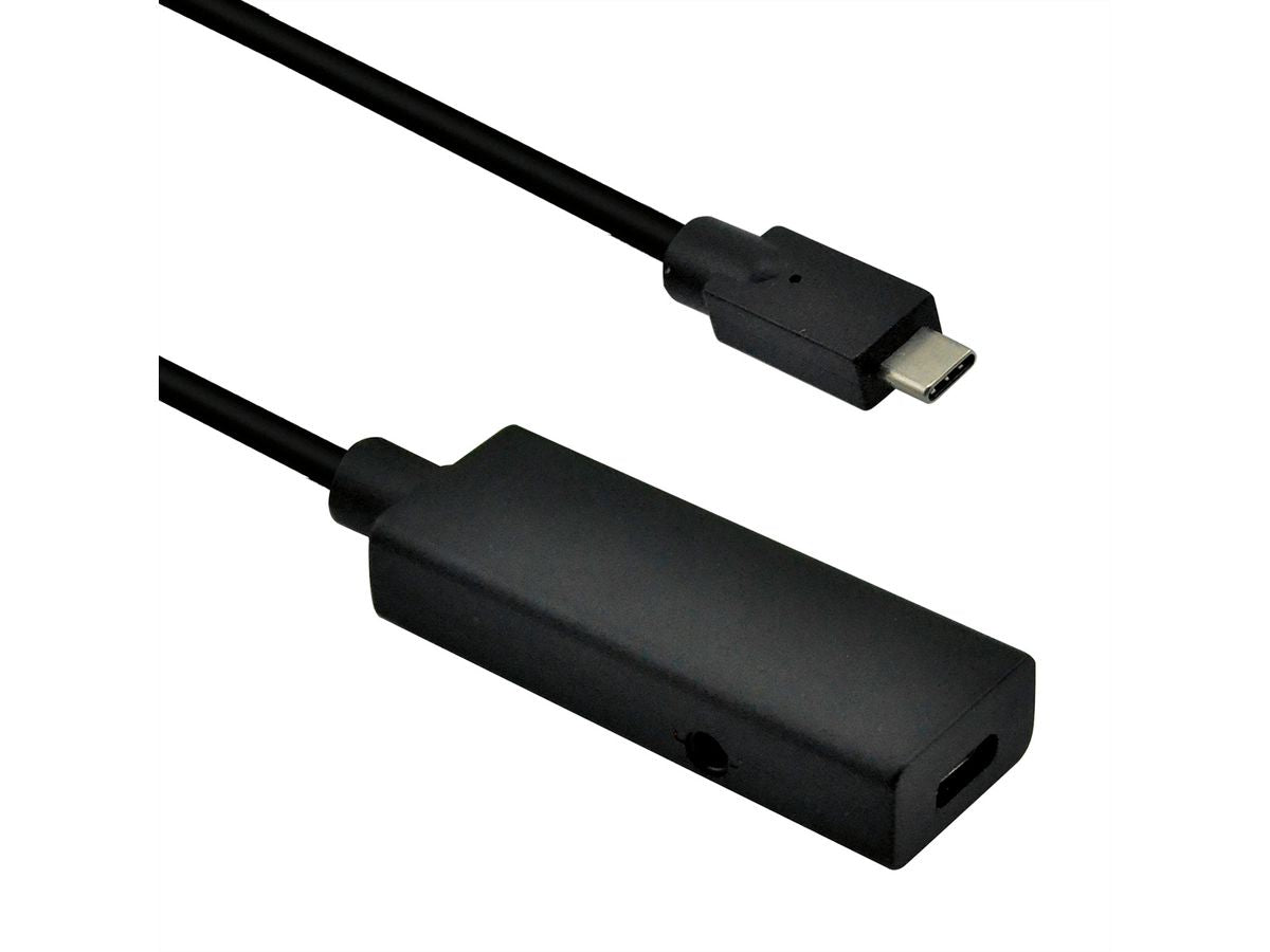 ROLINE USB-C Verlängerungskabel (Stecker auf Buchse) – USB 3.2 Gen 2 (10 Gbit/s) – 5 m – Aktiv – Schwarz