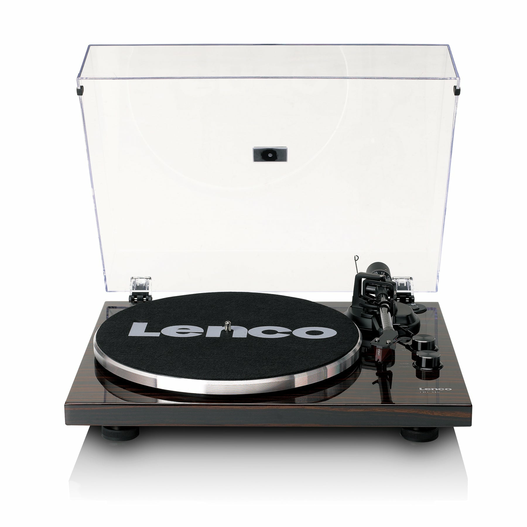 Lenco LBT-345WA – Plattenspieler (Riemenantrieb, manuell), Bluetooth, 33⅓/45 U/min – Walnuss
