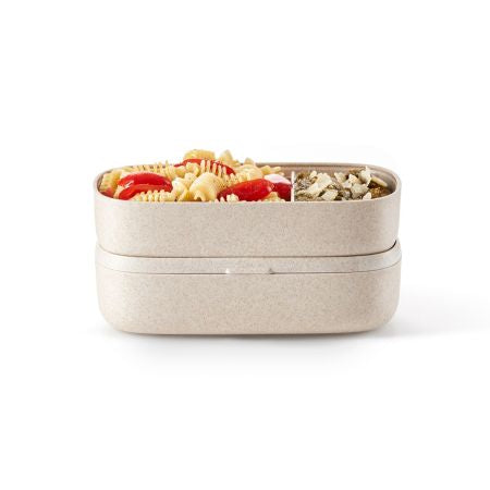 Lékué Lunchbox – 1 l, 10,0 × 19,2 × 11,0 cm, Kunststoff (PP), Beige, abnehmbarer Deckel, spülmaschinenfest