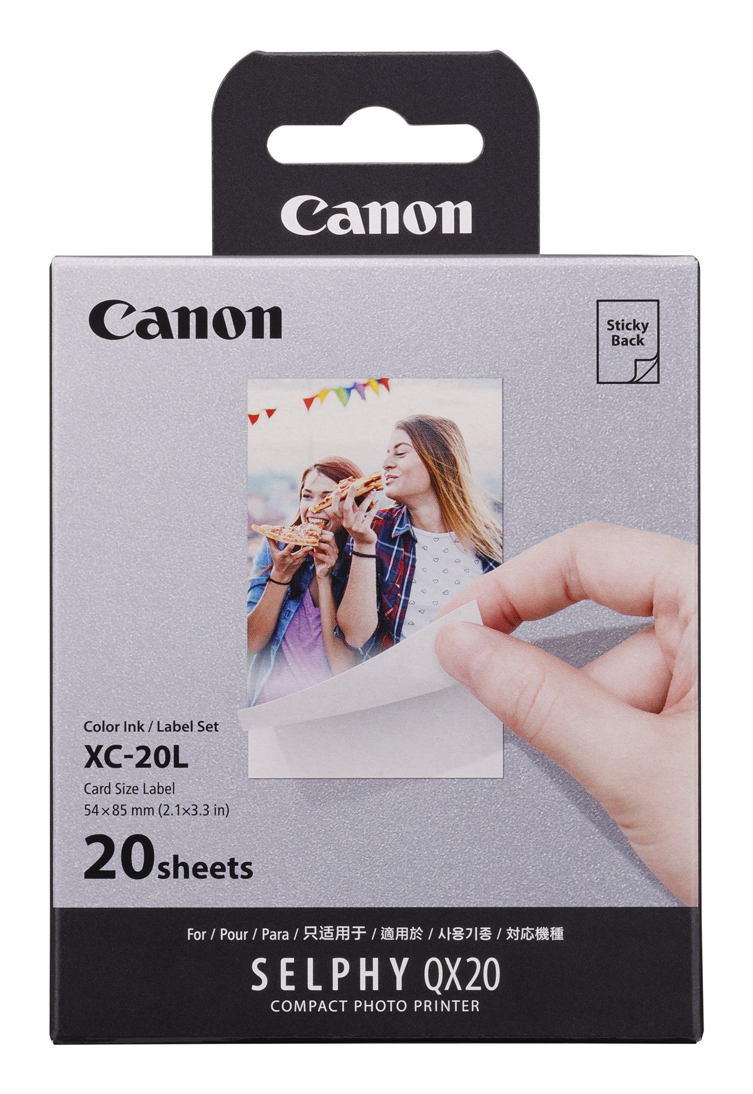 Canon XC-20L Fotopapier – 5,4 × 8,5 cm, 20 Blatt, selbstklebend, für Selphy QX20