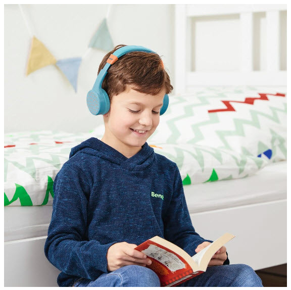 Hama Teens Guard II – On-Ear Headset – Bluetooth, max. 85 dB, Abnehmbares Mikrofon – Blau/Orange – bis 50 h