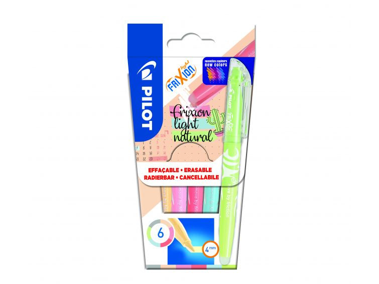 Pilot FriXion Light Textmarker Set 6 Farben – Keilspitze, 3,3 mm, radierbar