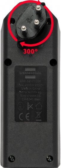 Brennenstuhl 3-fach drehbarer Abzweigstecker 300° – 230 V, 10 A, 3× T13 Buchsen, T12 Stecker – 130 × 50 × 80 mm