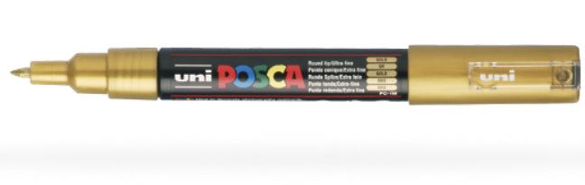 Uni-Ball Uni Posca Non-Permanent-Marker – Rundspitze 0,7 mm – Gold – deckend