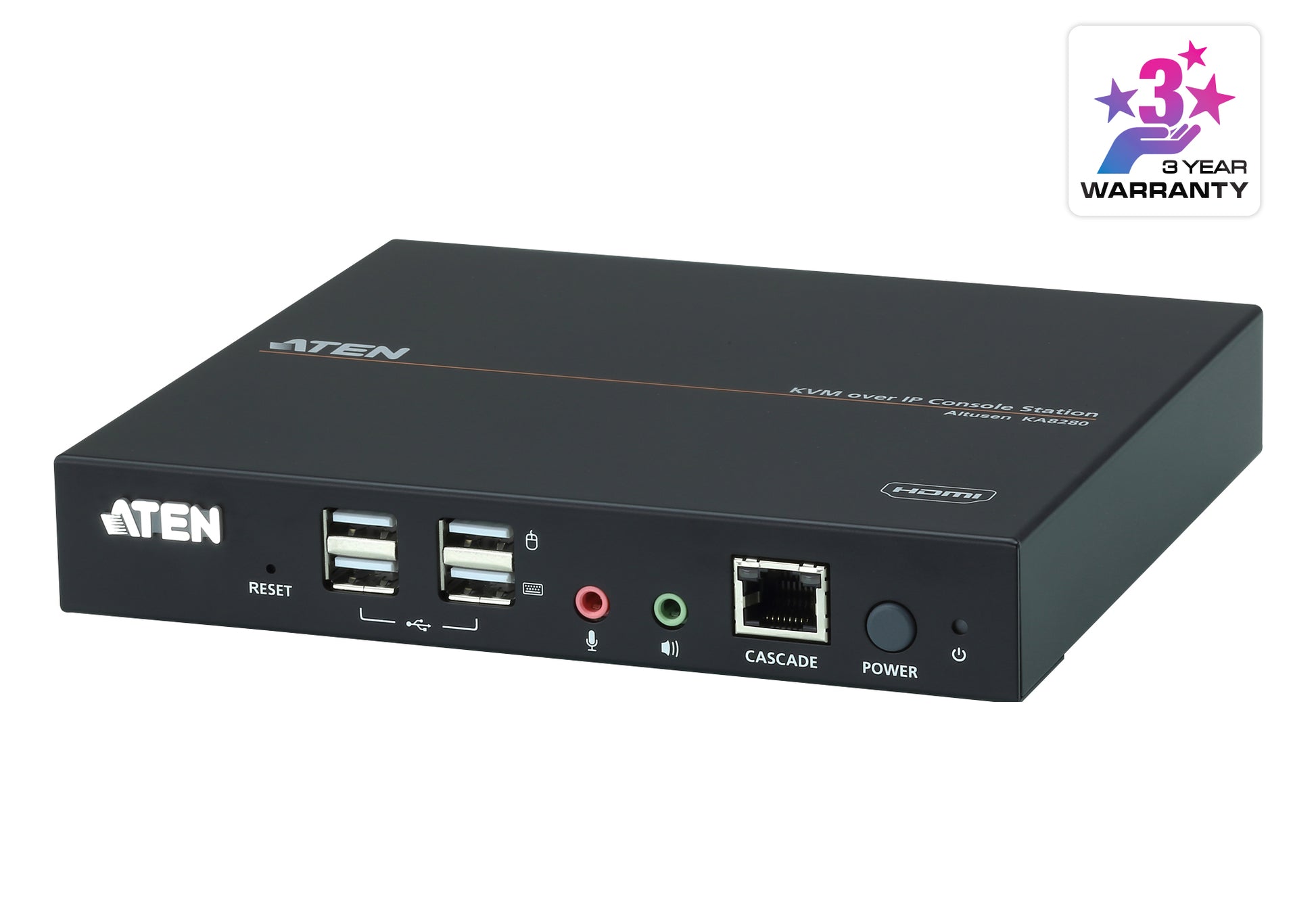 ATEN KA8280 – KVM-Konsolenstation über IP – für KN1132V, KN2116VA, KN4116VA und andere – 0U, 19" Rack, Schwarz
