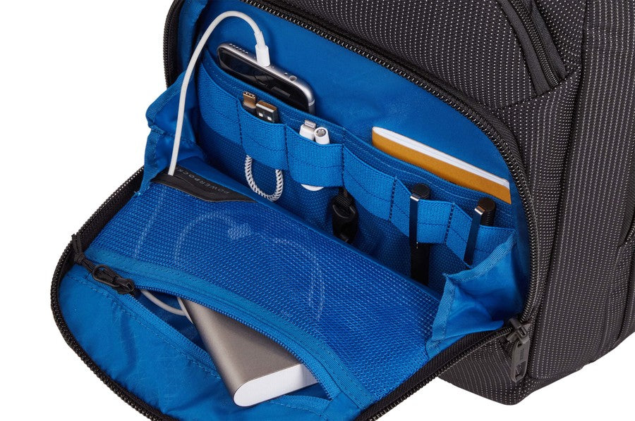 Thule Crossover 2 Notebook-Rucksack – für Notebooks bis 14", 20 l, RFID-Fach, Aufsteckfunktion, Nylon, schwarz