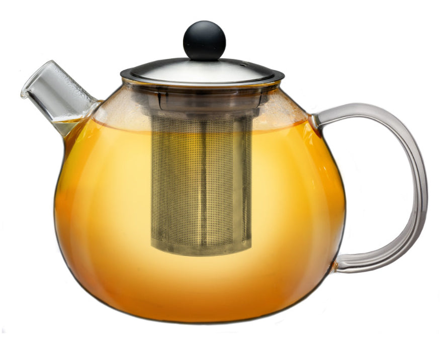 Creano Teekanne – 1 l, Glas, Transparent, mit Edelstahlsieb, nicht für Kochfelder