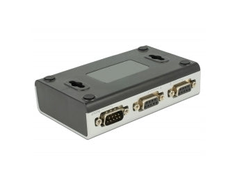 DeLOCK 87729 Seriell-Umschalter – 2× Eingänge zu 1× Ausgang (DB9), RS-232/422/485 – manuell – Schwarz/Grau