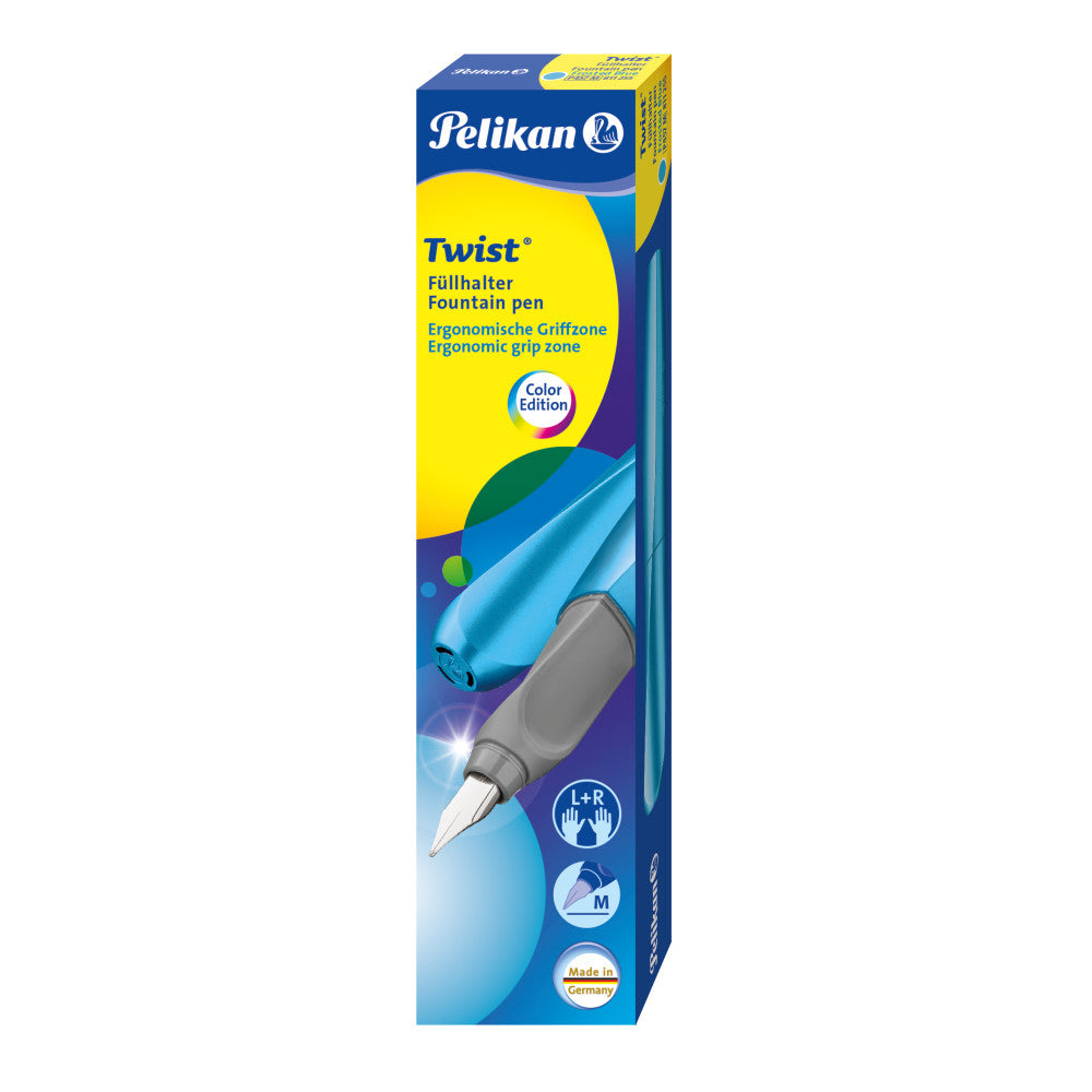 Pelikan Twist Frosted Blue – Federspitze M – für Rechts- & Linkshänder – Blau – Patronen