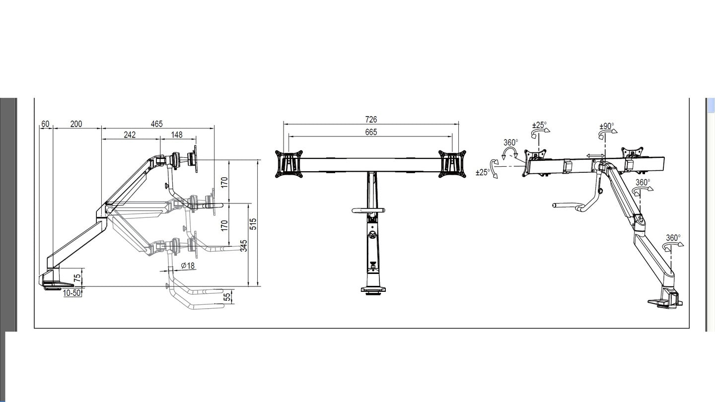 Multibrackets Duo Crossbar 32/6355 – Tischhalterung, Dual, bis 28", VESA 75 × 75/100 × 100 mm, 7 kg