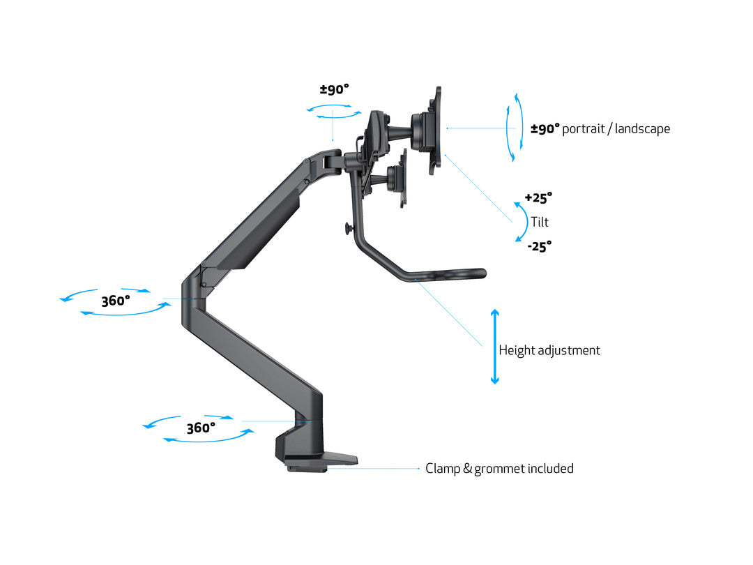 Multibrackets Duo Crossbar 32/6355 – Tischhalterung, Dual, bis 28", VESA 75 × 75/100 × 100 mm, 7 kg