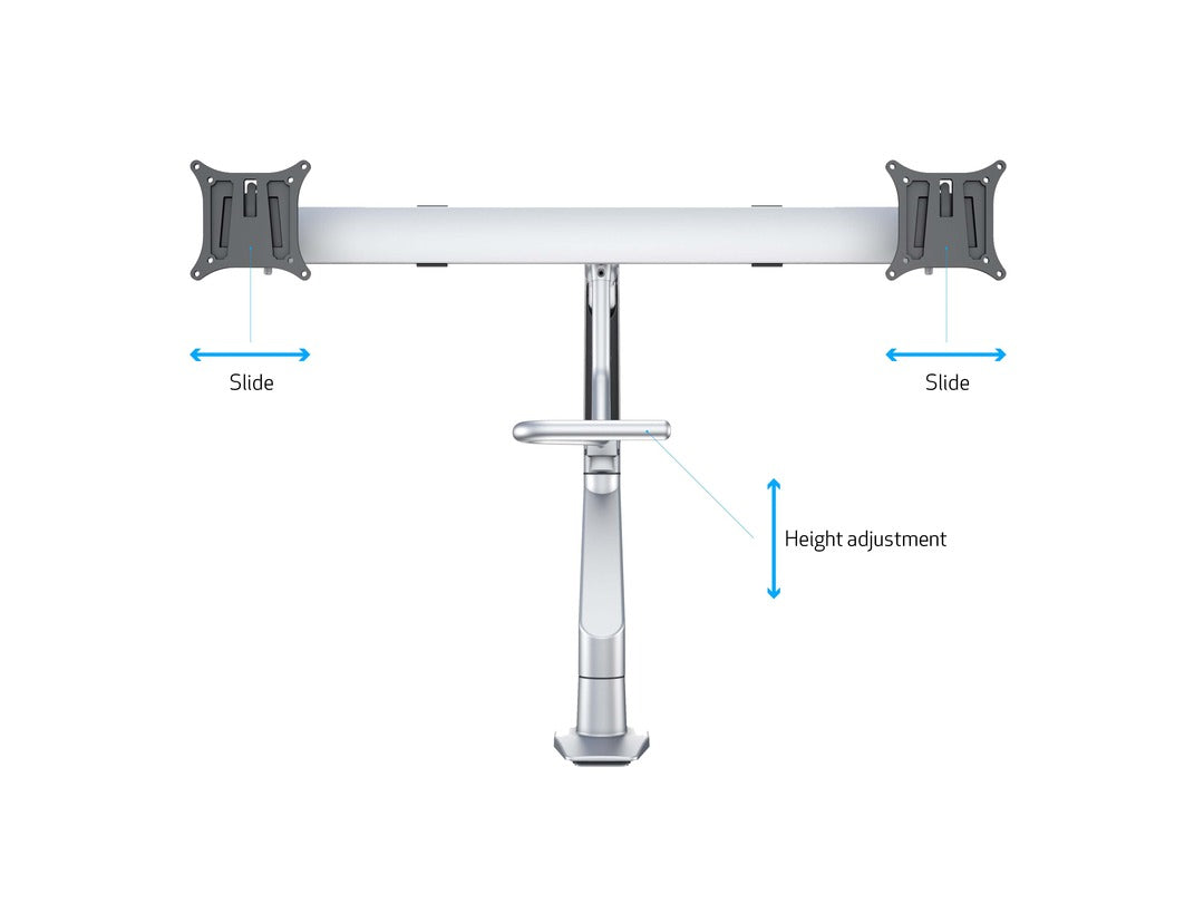 Multibrackets Duo Crossbar 32/6362 – Tischhalterung, Dual, Standfuss, bis 28", VESA 100 × 100 mm, 7 kg