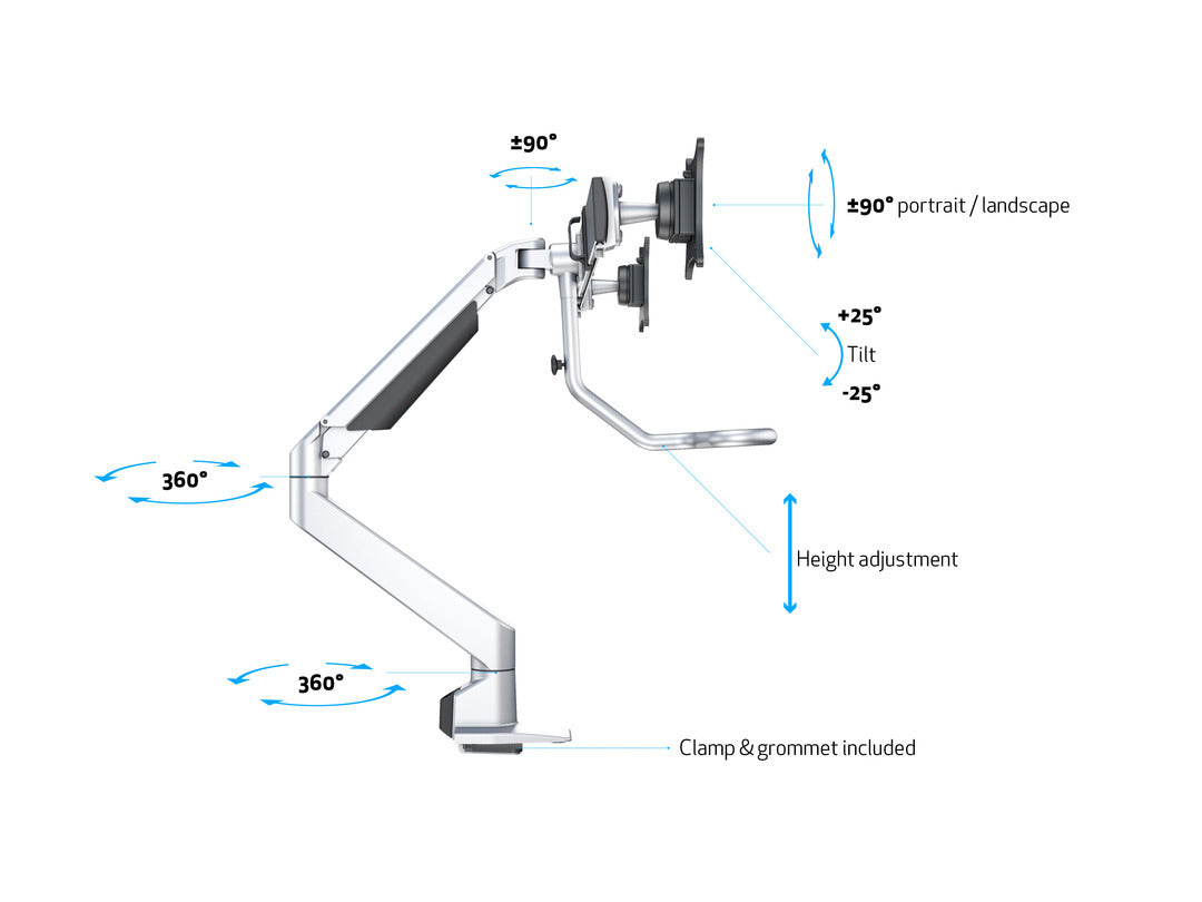 Multibrackets Duo Crossbar 32/6362 – Tischhalterung, Dual, Standfuss, bis 28", VESA 100 × 100 mm, 7 kg
