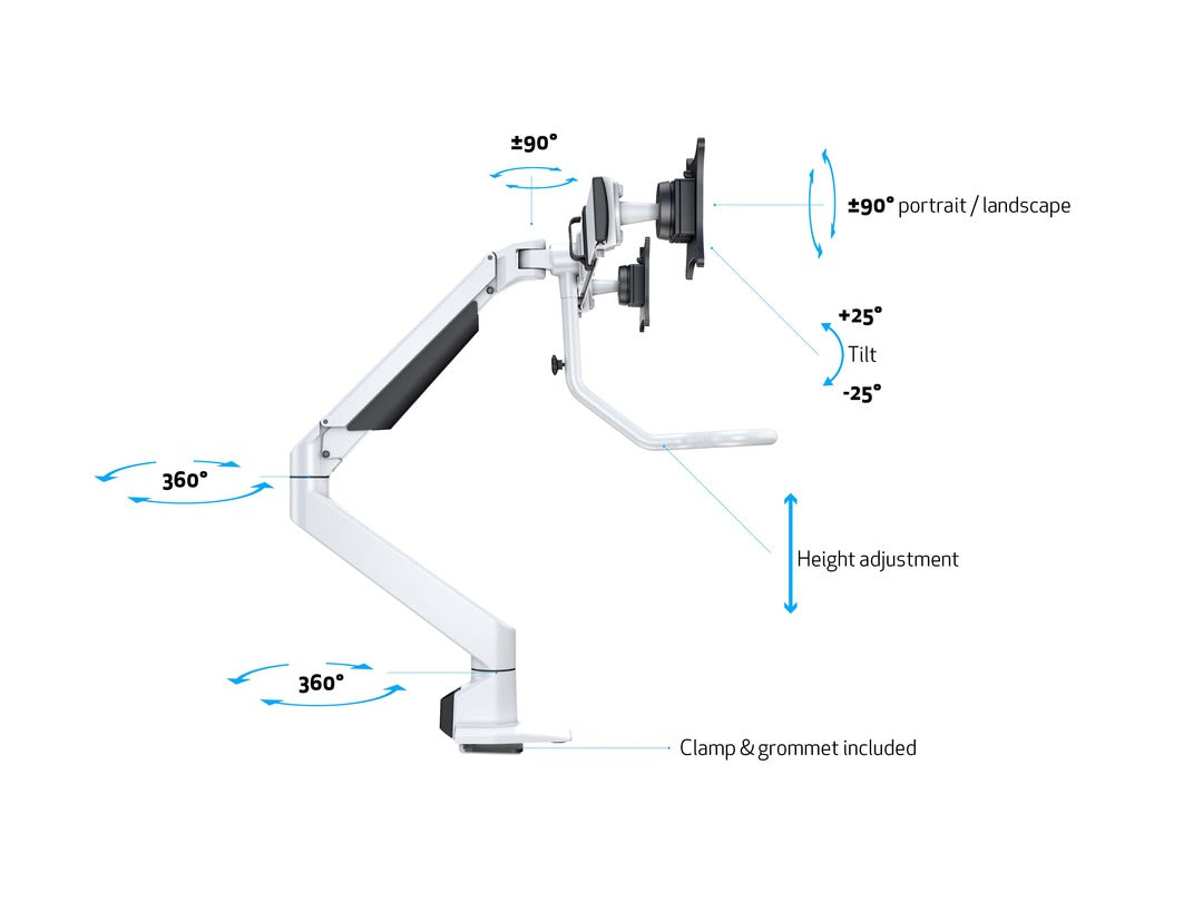 Multibrackets MB Duo Crossbar 32/6379 – Tischhalterung, Dual, Standfuss, bis 28", VESA 75 × 75 mm, 7 kg