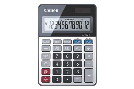 Canon Tischrechner CA-LS122TS – 12-stellig – Solar/Batterie – Grau