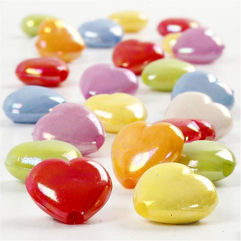 Creativ Company Acrylperlen, herzförmig – mehrfarbig – 25 × 15 mm, Loch 3 mm – 1 Stk.
