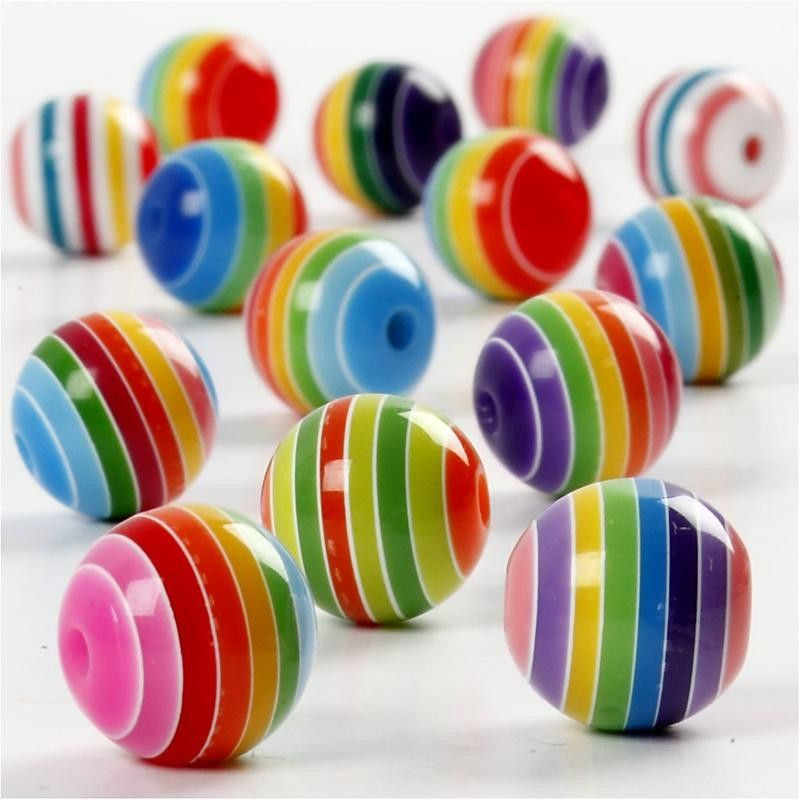 Creativ Company Resinperlen-Mischung – Mehrfarbig, Glanz – Ø 12 mm, Loch 1,5 mm